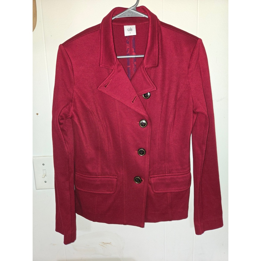 Cabi Berry Red Asymmetric Button Front Tailored Blazer Jacket Style 3175 Size 4